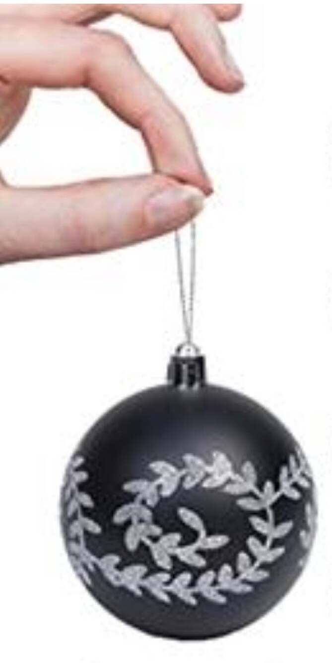 Set of 10 Black Christmas Tree Ornaments